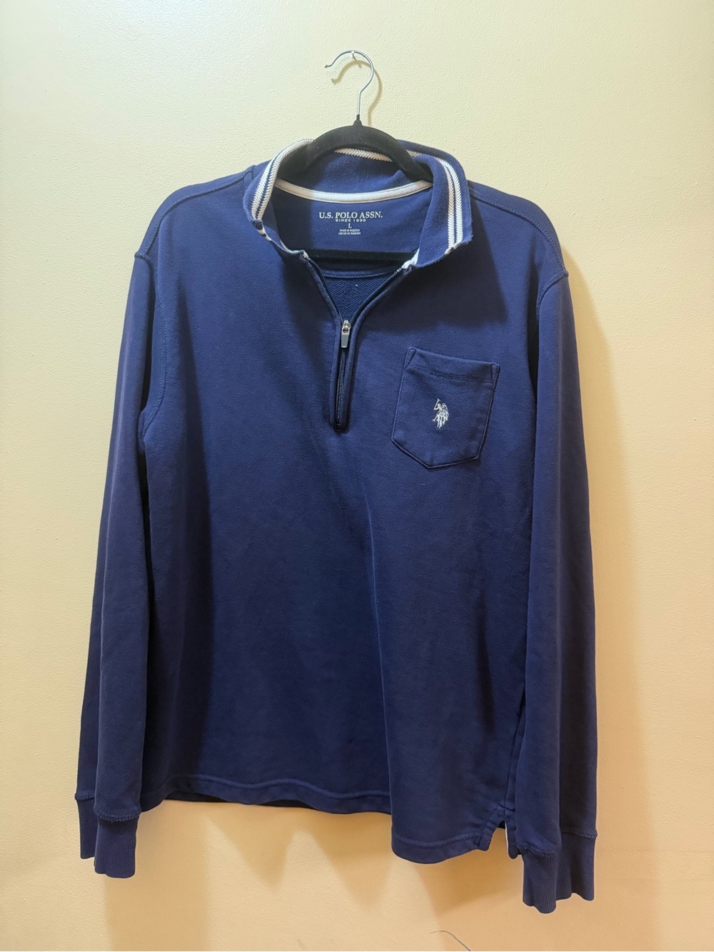 U.S. Polo Assn. Men's Navy Quarter-Zip Pullover with Chest Pocket